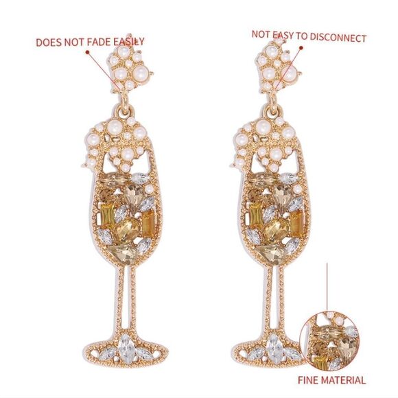 #ck1 LITTLE BIT O BUBBLY CHAMPAGNE EARRINGS - Picture 5 of 9